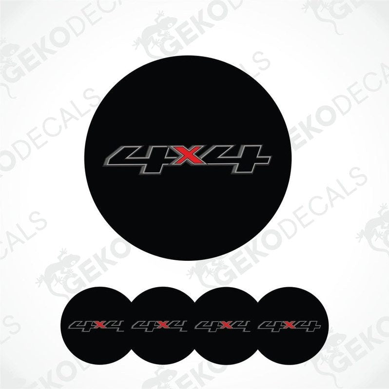 Black '4x4' decal with red accent on a white background