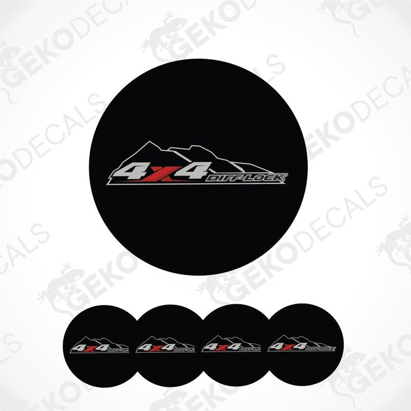 Black 4x4 decal with mountain design on a white background