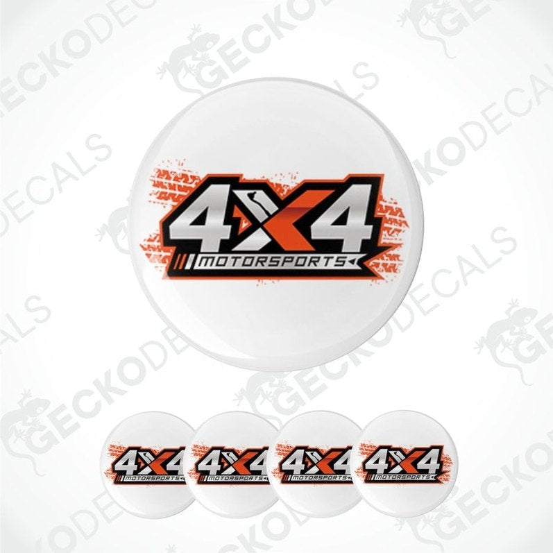 Set of 5 white stickers with '4X4 Motorsports' logo on a white background.