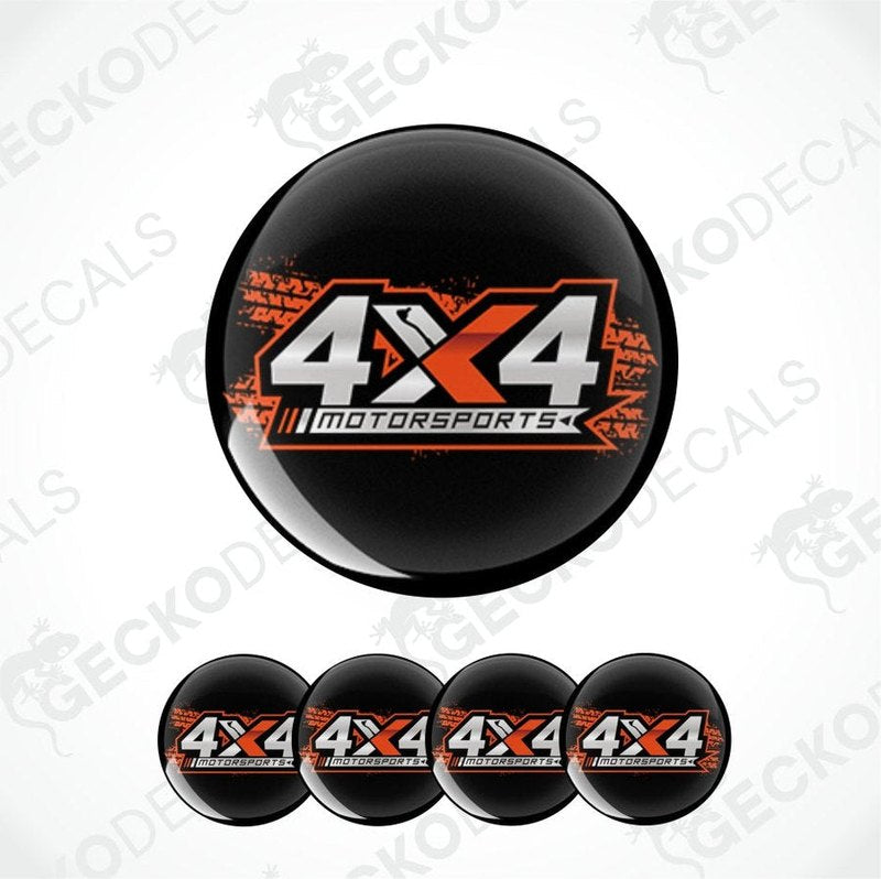 Set of 6 black stickers with '4X4 Motorsports' logo on a white background.