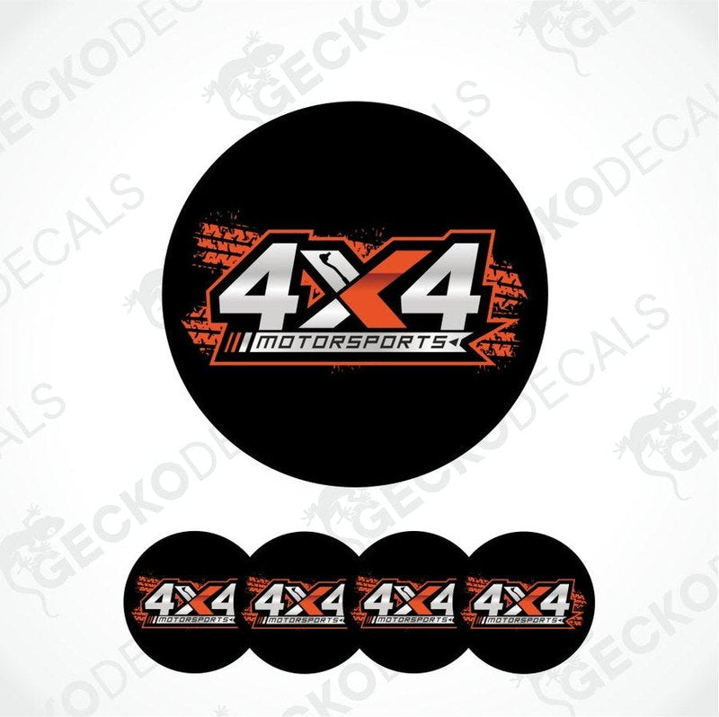 Set of 6 black stickers with '4X4 Motorsports' logo on a white background.