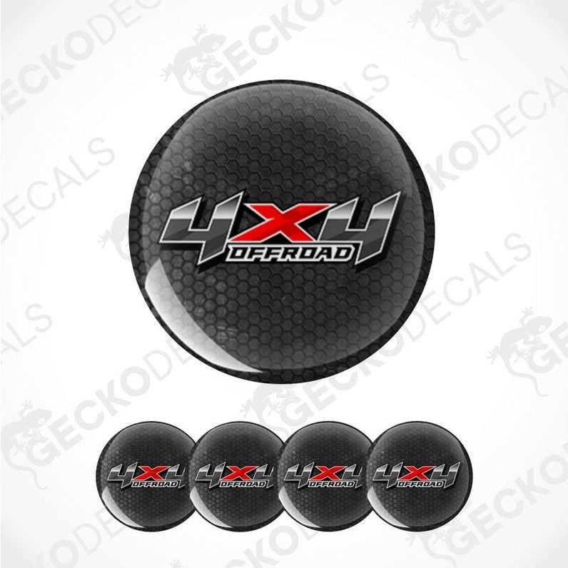 4XU Offroad logo on a black tire cover with multiple decals below.