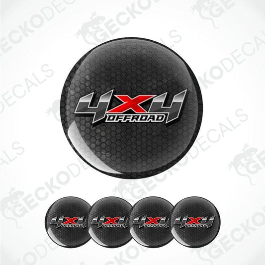 4XU Offroad logo on a black tire cover with multiple decals below.