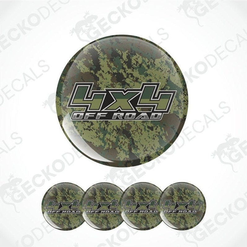 Camouflage 4x4 off-road decal set on a white background