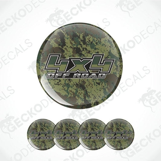 Camouflage 4x4 off-road decal set on a white background