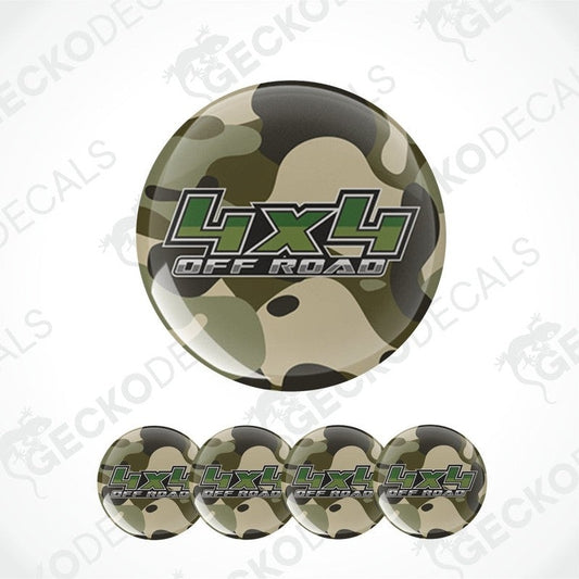 Camouflage-patterned decal with 'LX4 Off Road' logo on a white background