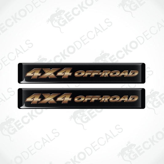 rectangle withblack background, dark gold in the middle 4x4 off-road epoxy decal