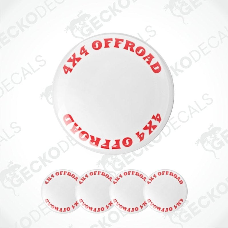 Round decal with '4X4 OFFROAD' text in red on a white background, featuring the brand 'Gecko Decals'.