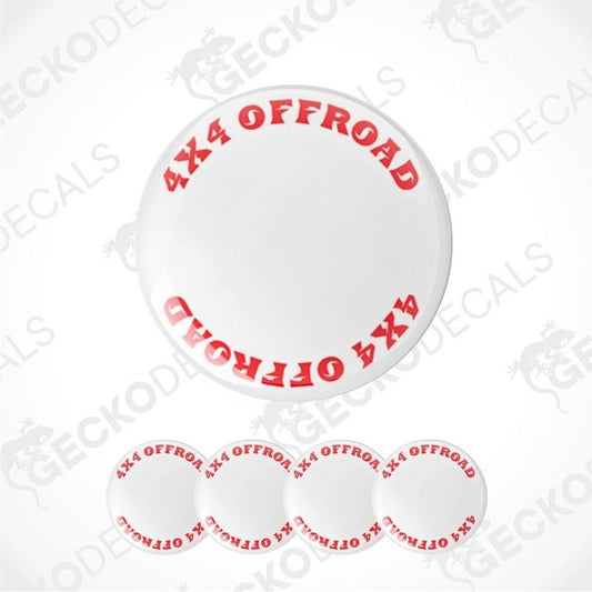 Round decal with '4X4 OFFROAD' text in red on a white background, featuring the brand 'Gecko Decals'.
