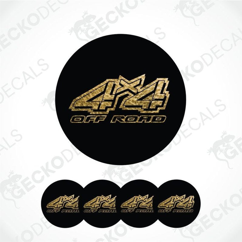 Set of black and gold '4X4 Off Road' decals on a white background.