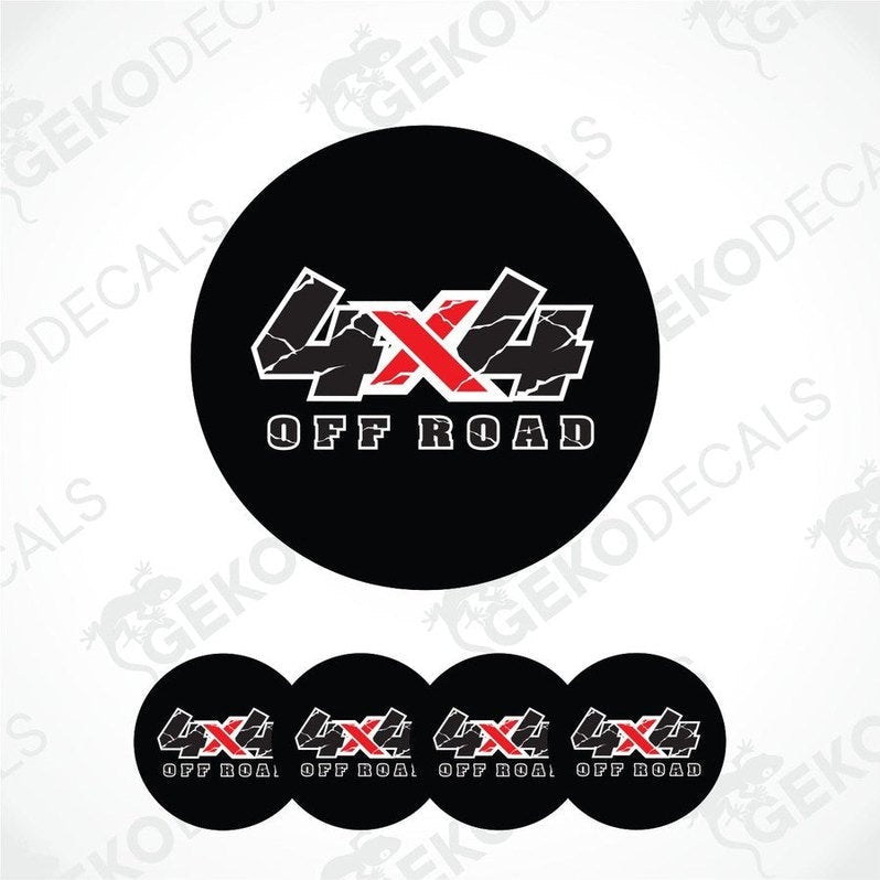 Set of '4X Off Road' decals with a black circle logo on a white background.
