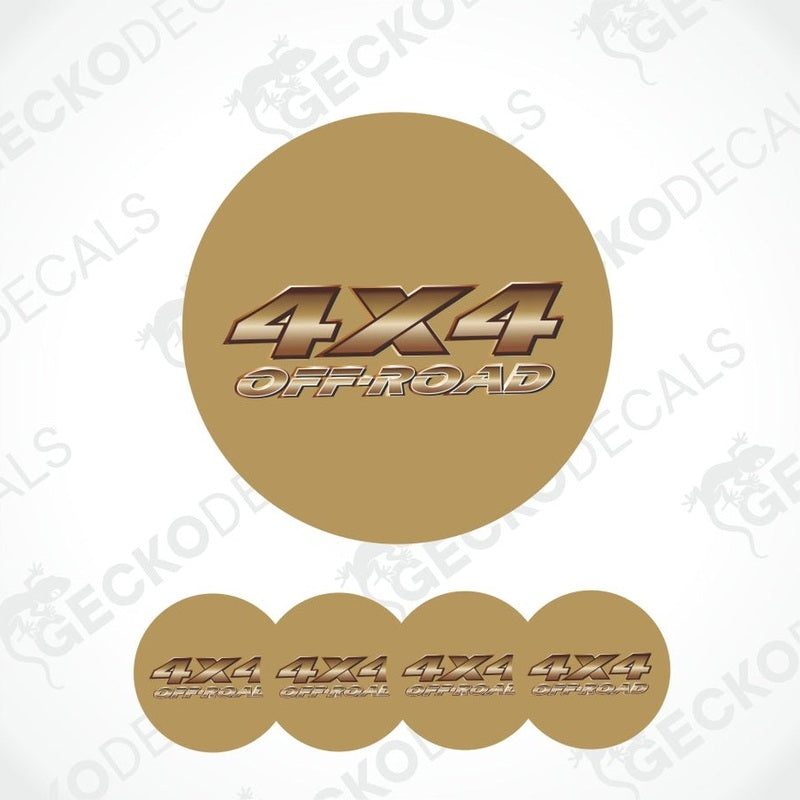 Gold '4X4 Off-Road' decal set on a white background with 'GECKODECALS' branding.