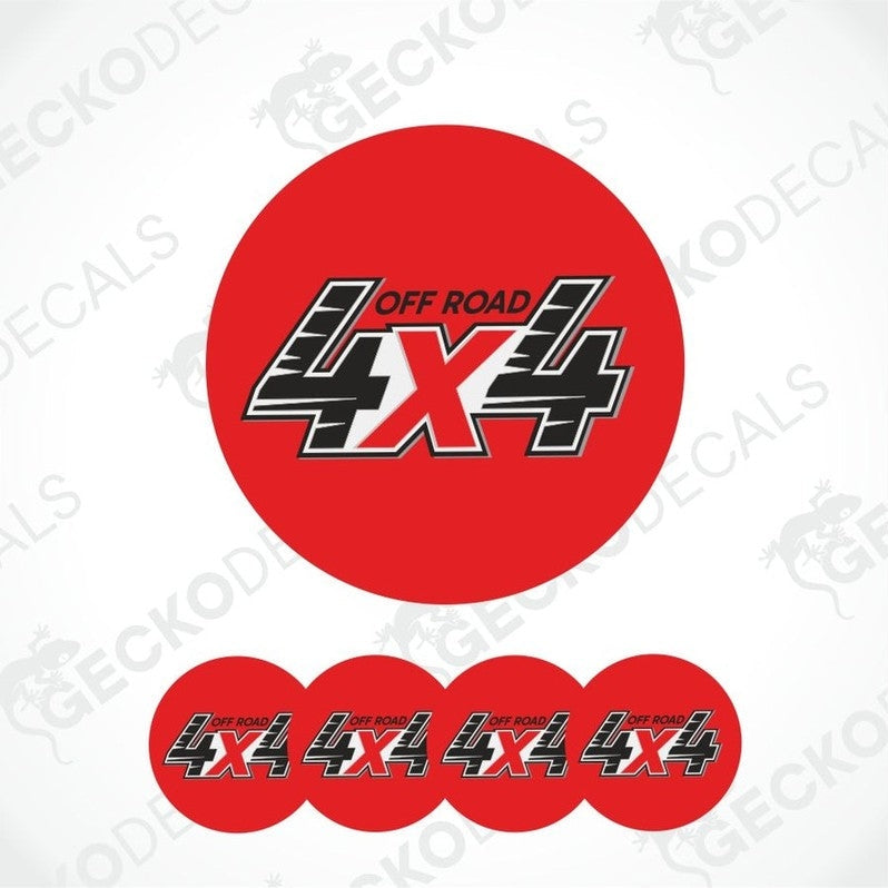 Red circular decal with '4x4 Off Road' text on a white background