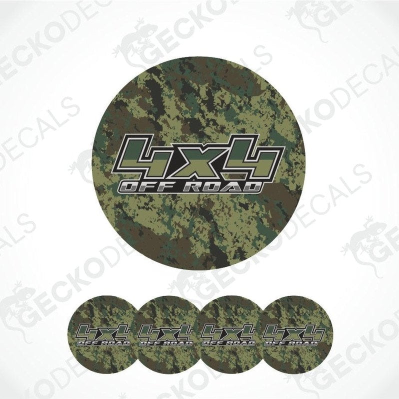 Camouflage-patterned decal with '4X4 Off Road' text on a white background