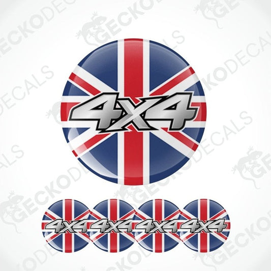 4x4 decal with British flag design on a white background
