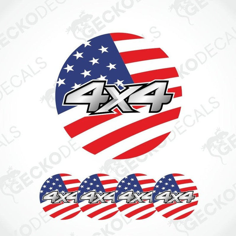 American flag with '4x4' text on a white background