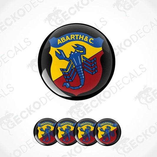 Abarth logo with a scorpion emblem on a white background