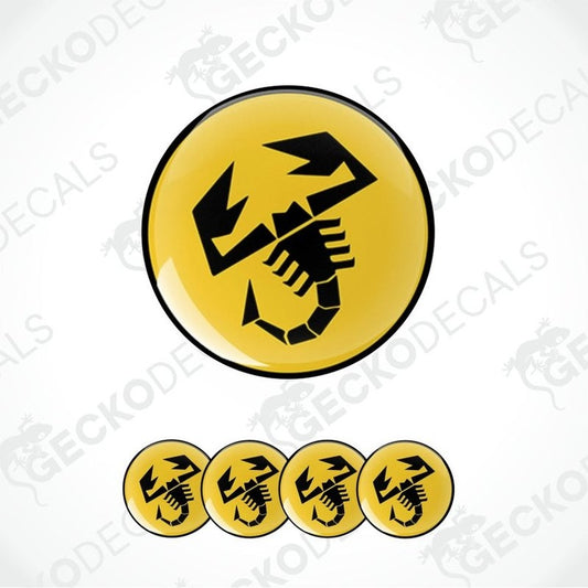 Yellow and black scorpion symbol decal on a white background with 'Gecko Decals' branding.