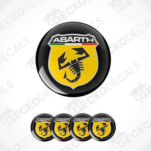Abarth logo on a black background with multiple smaller logos below.