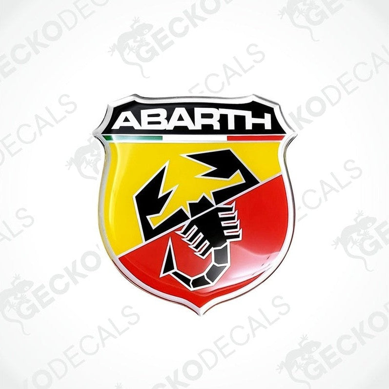  Vinyl stickers with a multicolored design featuring the word 'ABARTH' and a graphical element resembling a shield or a club.