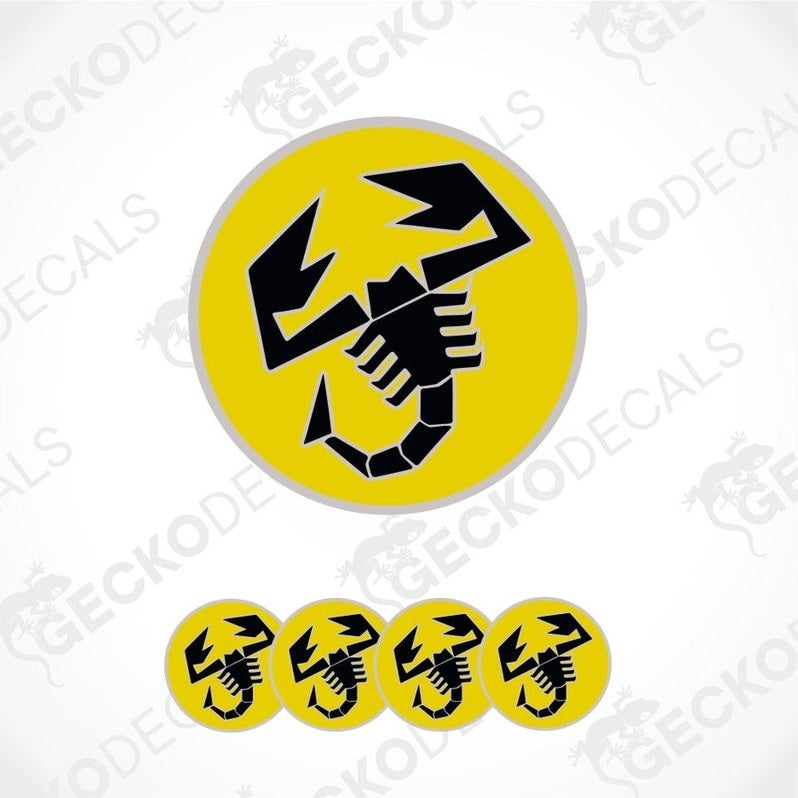 Scorpion logo in black on a yellow circle with 'Gecko Decals' branding.
