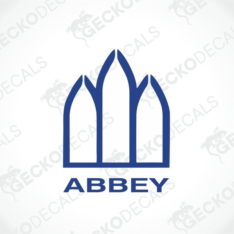 Blue Abbey Gothic arch die cut decal for caravan interior or exterior