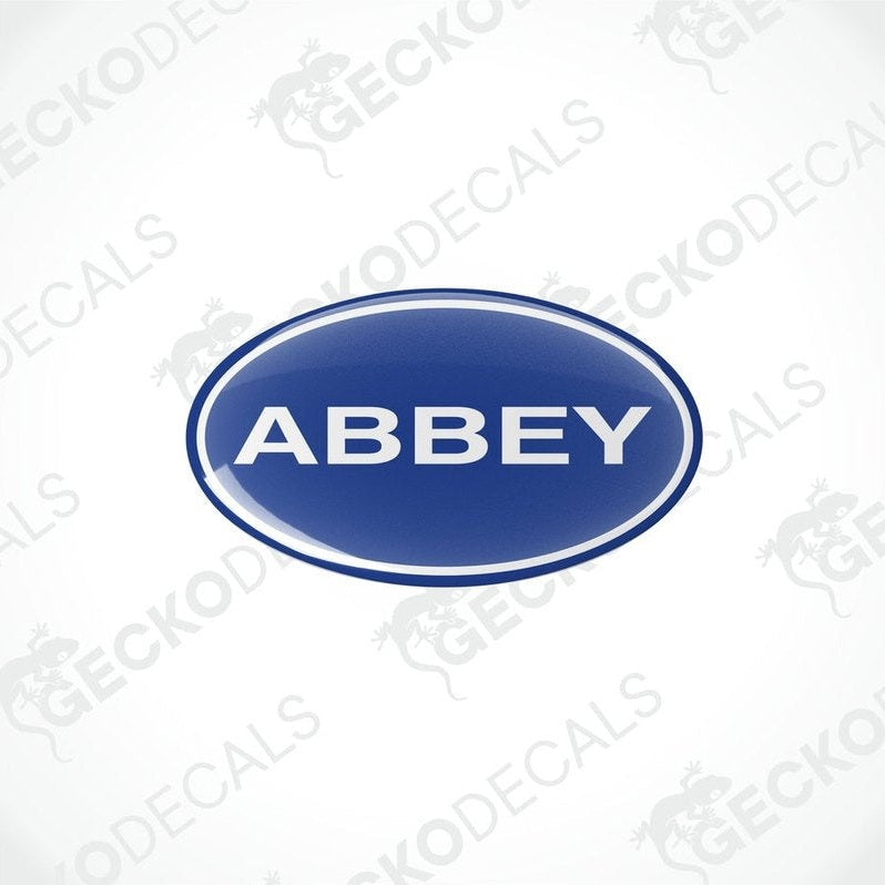 Blue Abbey Caravan epoxy decal with domed polyurethane coating