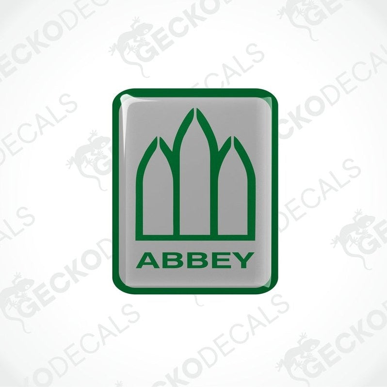 Single Abbey Caravan vinyl decal featuring green arched graphic and glossy dome