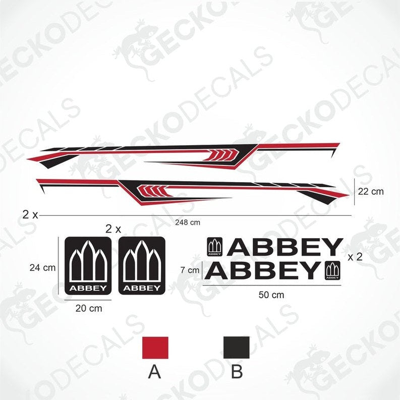 Abbey decoration set with two long side stickers and logo decals