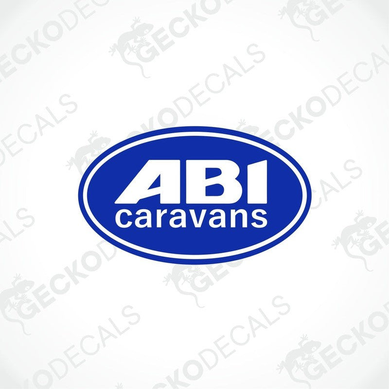ABI Caravans white text blue oval decorative sticker for caravan exterior or interior