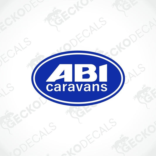 ABI Caravans white text blue oval decorative sticker for caravan exterior or interior