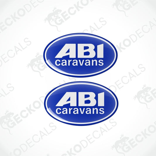ABI Caravans blue oval epoxy resin vinyl decal set with domed finish