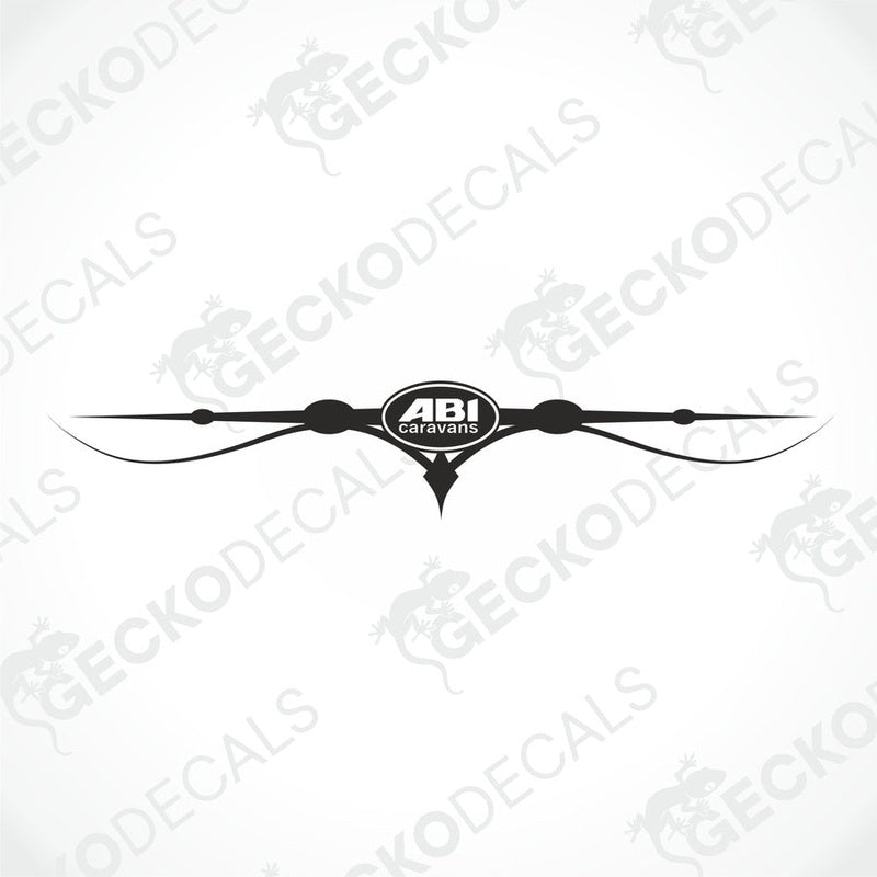 ABI Caravans black die-cut vinyl decal sticker with wing emblem
