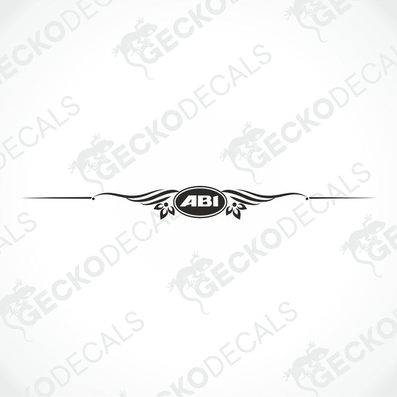 Black and white ABI logo decal graphic with wings on plain background