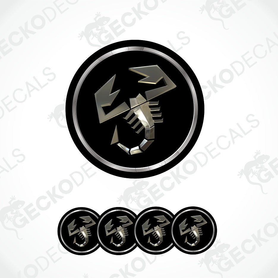 A set of circular black car decals featuring the '500X' logo in metallic silver and red, shown as one large decal and four smaller ones, on a white background with diagonal watermarks.