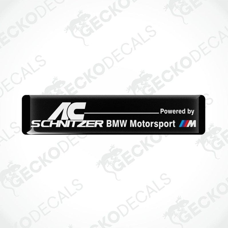Black vinyl decals with white text reading 'AC Schnitzer BMW Motorsport'.