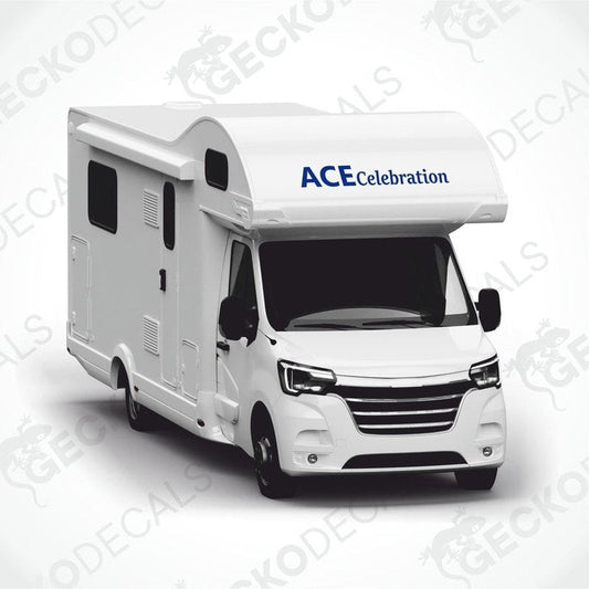 ACE Celebration die-cut sticker on motorhome side