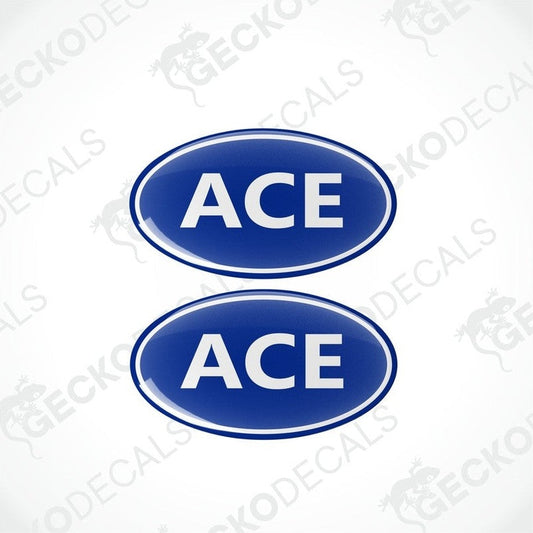 Set of two blue ACE vinyl epoxy decals