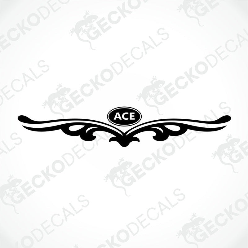 Black ACE ornamental wing decal on white background