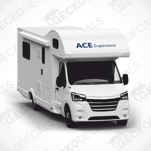 GeckoDecals ACE Supreme caravan die-cut sticker on motorhome exterior