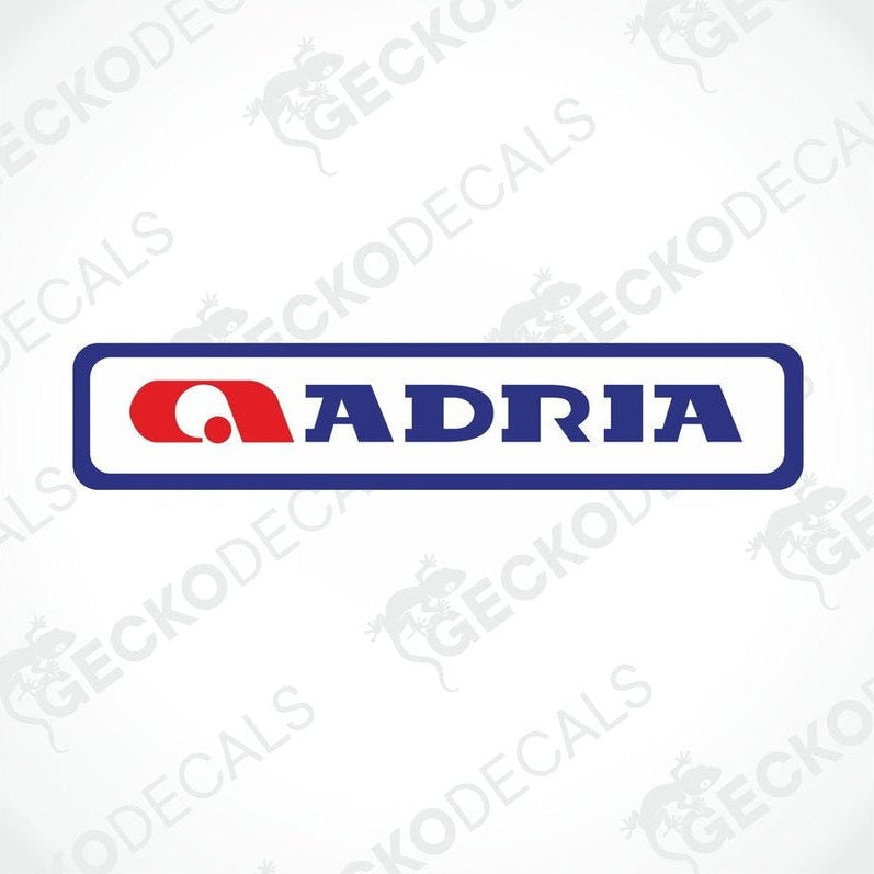 ADRIA caravan decorative sticker with blue border and red logo for interior or exterior use