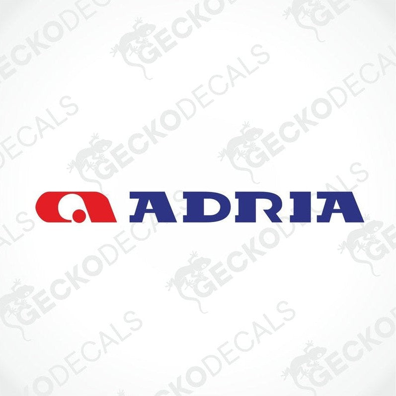 Adria brand logo die-cut sticker red and blue design on white background