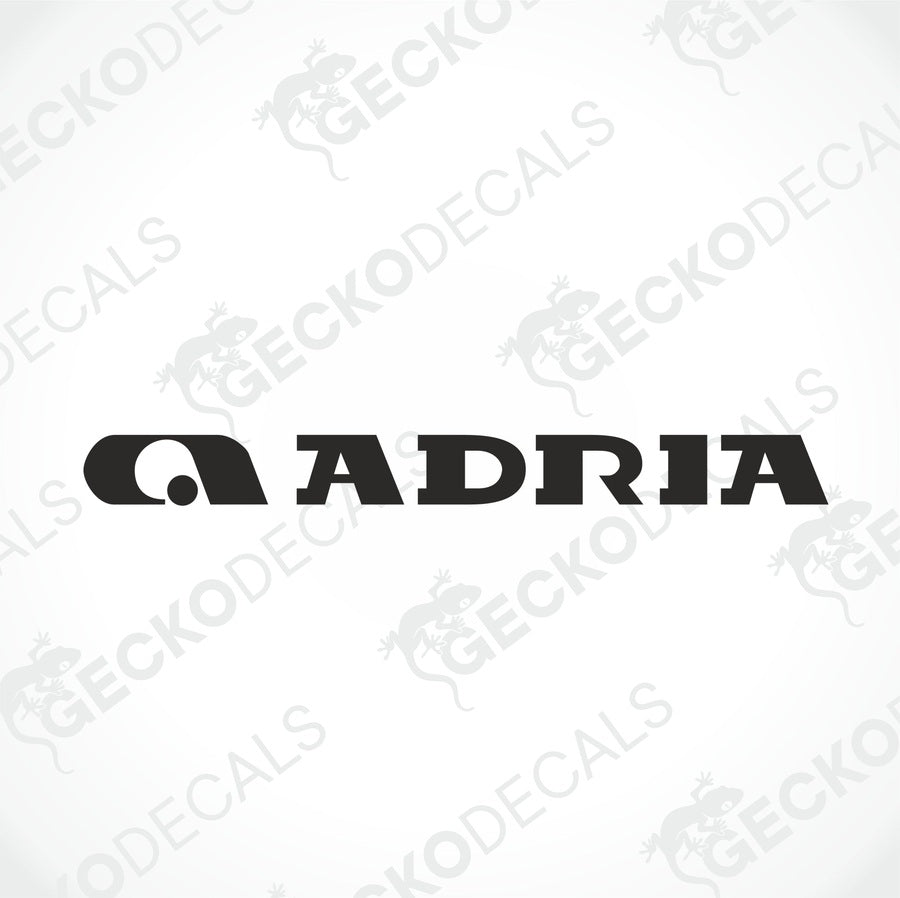 Black ADRIA logo die-cut sticker on transfer paper