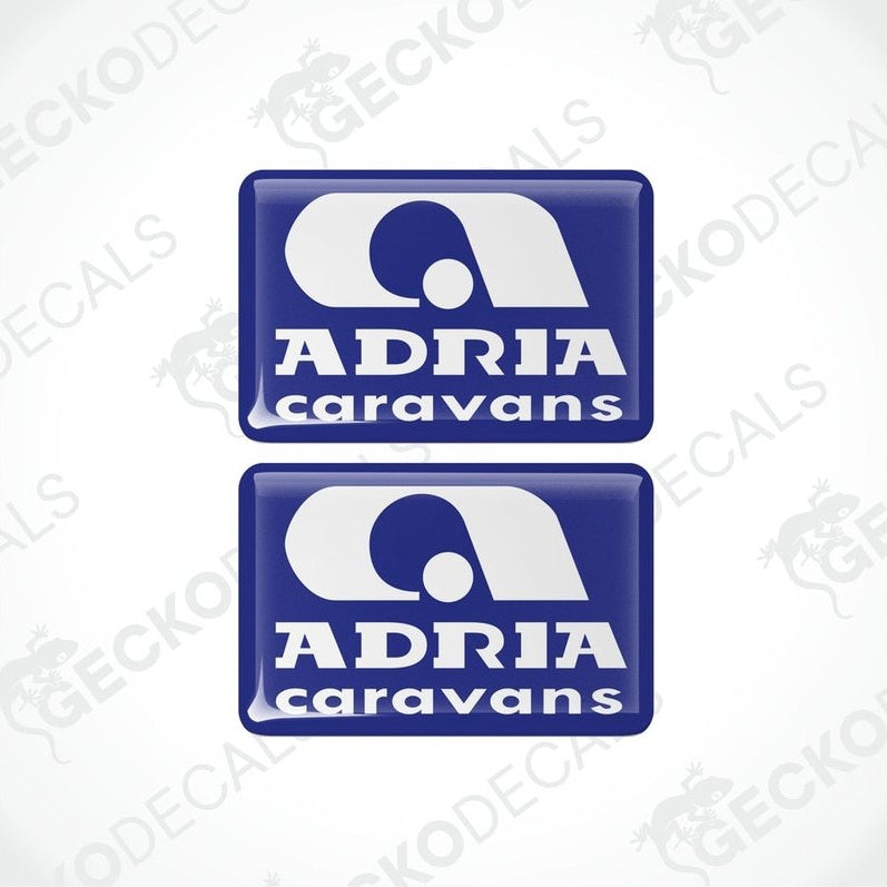 ADRIA Caravans epoxy resin vinyl decals set with domed blue finish