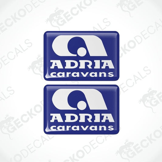 ADRIA Caravans epoxy resin vinyl decals set with domed blue finish