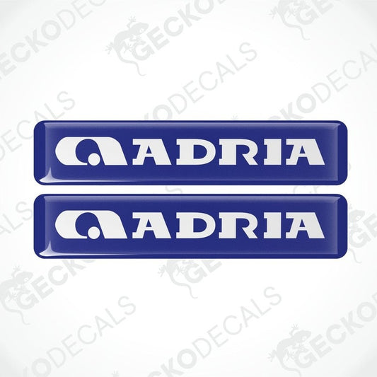 Blue ADRIA epoxy resin vinyl decals with domed polyurethane coating