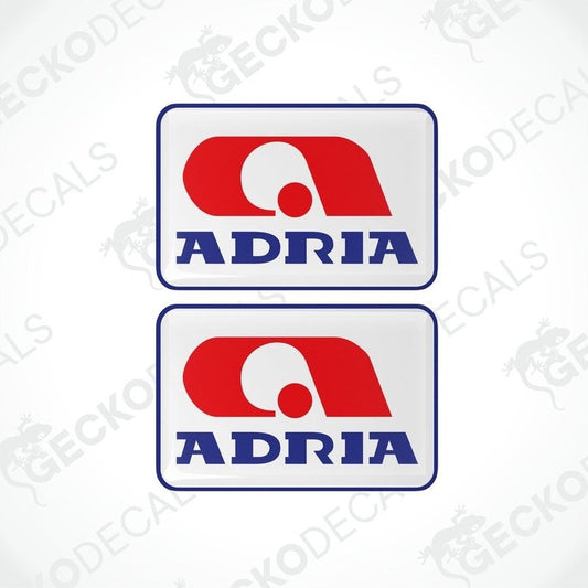 ADRIA Epoxy Decals set of 2 red and blue domed vinyl stickers with polyurethane coating