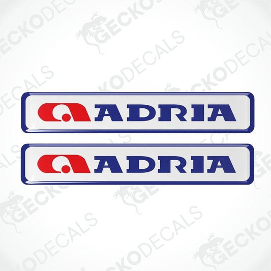 ADRIA epoxy caravan decals set with red A logo and blue text