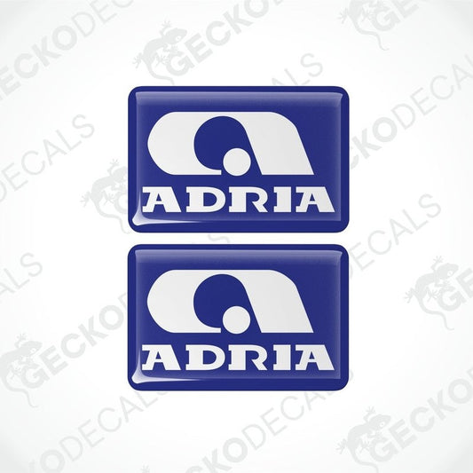 ADRIA epoxy resin caravan decals set with domed blue finish