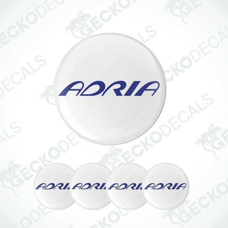 Set of Adria brand decal stickers on a white background